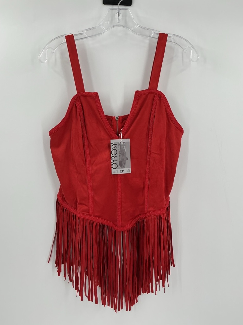 oyrosy fringe tank top red new medium - Picture 2 of 8